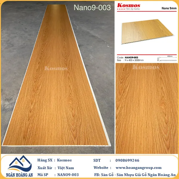 Tấm Nhựa Nano Ốp Tường Ốp Trần Giả Gỗ Kosmos 9mm